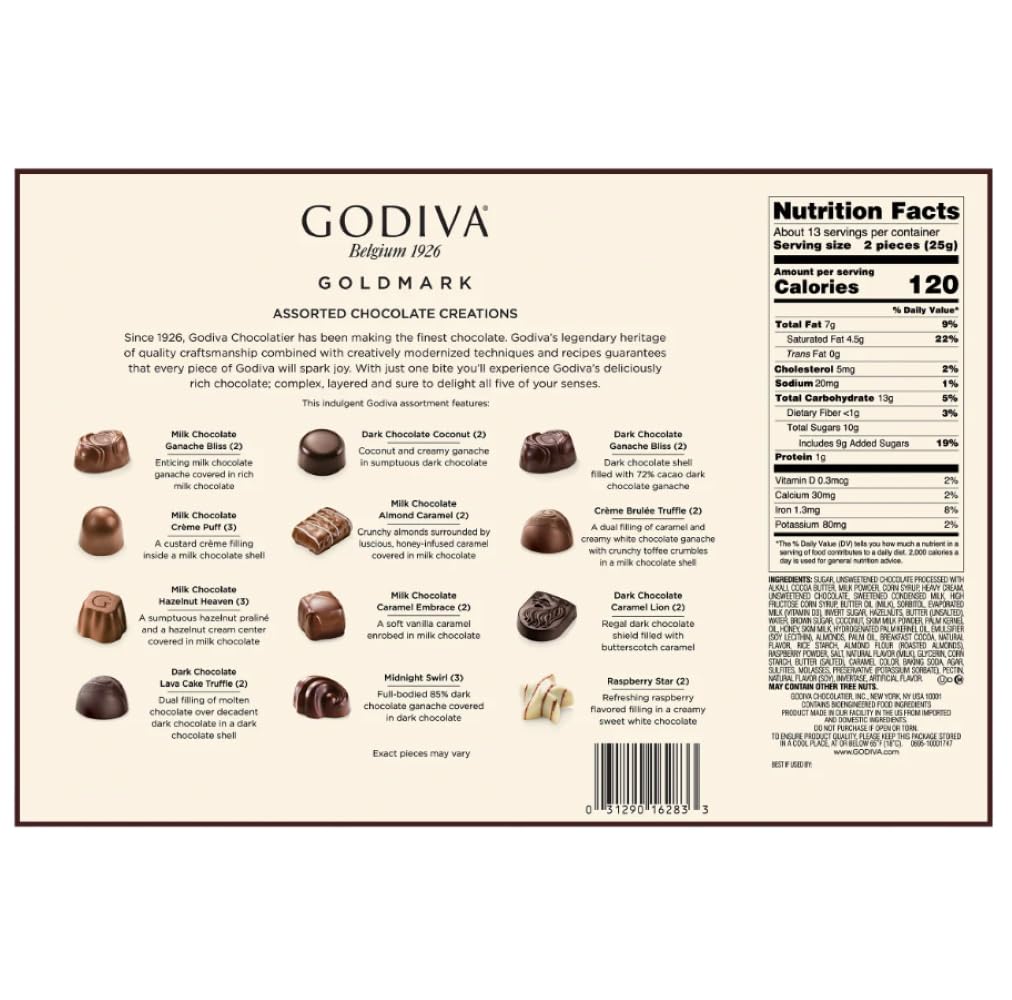 Godiva Premium Assorted Chocolates, 27-count