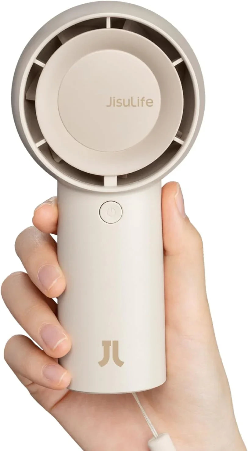 JISULIFE Turbo Handheld Fan, 4000mAh, 5 Speeds, USB Rechargeable – Brown - Cart Shape
