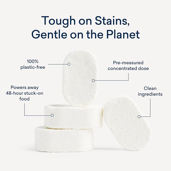 BLUELAND Dishwasher Detergent Tablets, 36 Count, Unscented 100% Plastic-Free Eco Friendly Dishwashing Pods, Natural, Sustainable