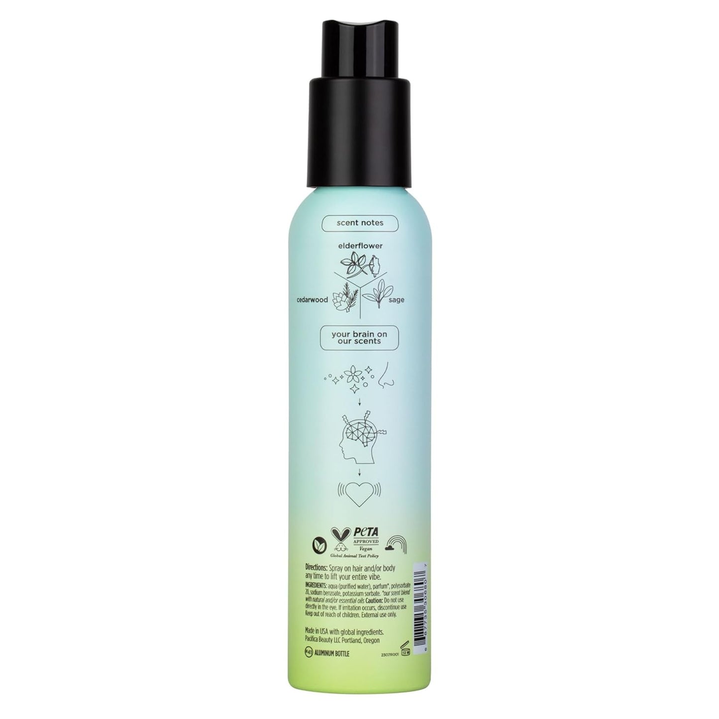 Pacifica Hair Mist Perfume & Full Body Spray for Women - Montana Sky Body Mist Fragrance w/Cedarwood, Elderflower, Black Pepper, Sage & Sandalwood Clean Beauty Alcohol-Free, Vegan & Cruelty-Free 5 oz - Cart Shape