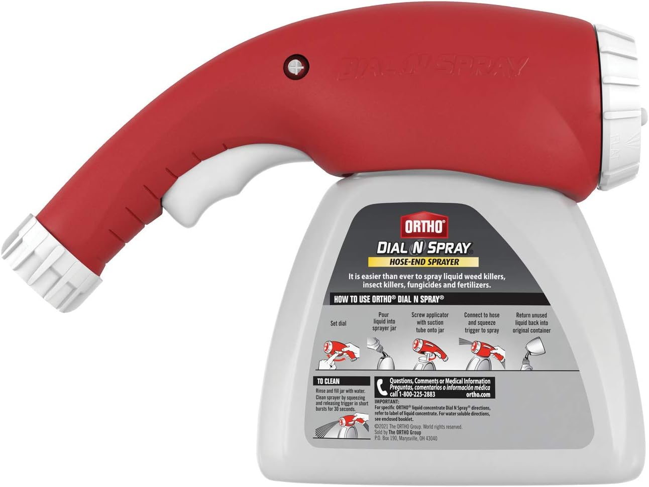 Ortho Dial N Spray Hose-End Sprayer for Liquid Weed and Insect Killer, Fungicide, Fertilizer with 14 Dilution Settings