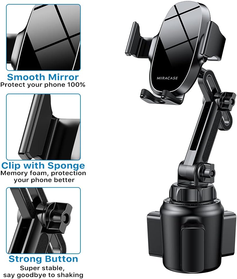 Miracase Upgraded Version Cup Phone Holder for Car, Universal Adjustable Long Neck Car Phone Mount Cradle Friendly Compatible with iPhone Samsung Google and All 4.0-7.0 inches Smartphones