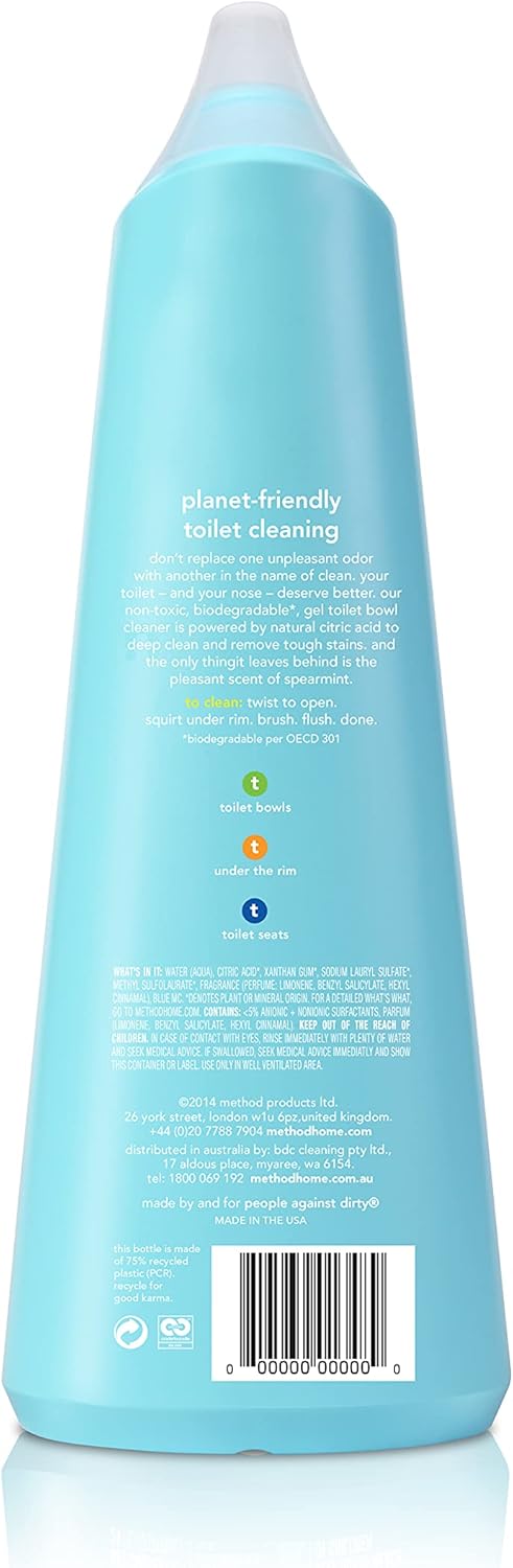 Method Antibacterial Toilet Bowl Cleaner, Spearmint, Kills 99.9% of Household Germs, 24 Fl Oz