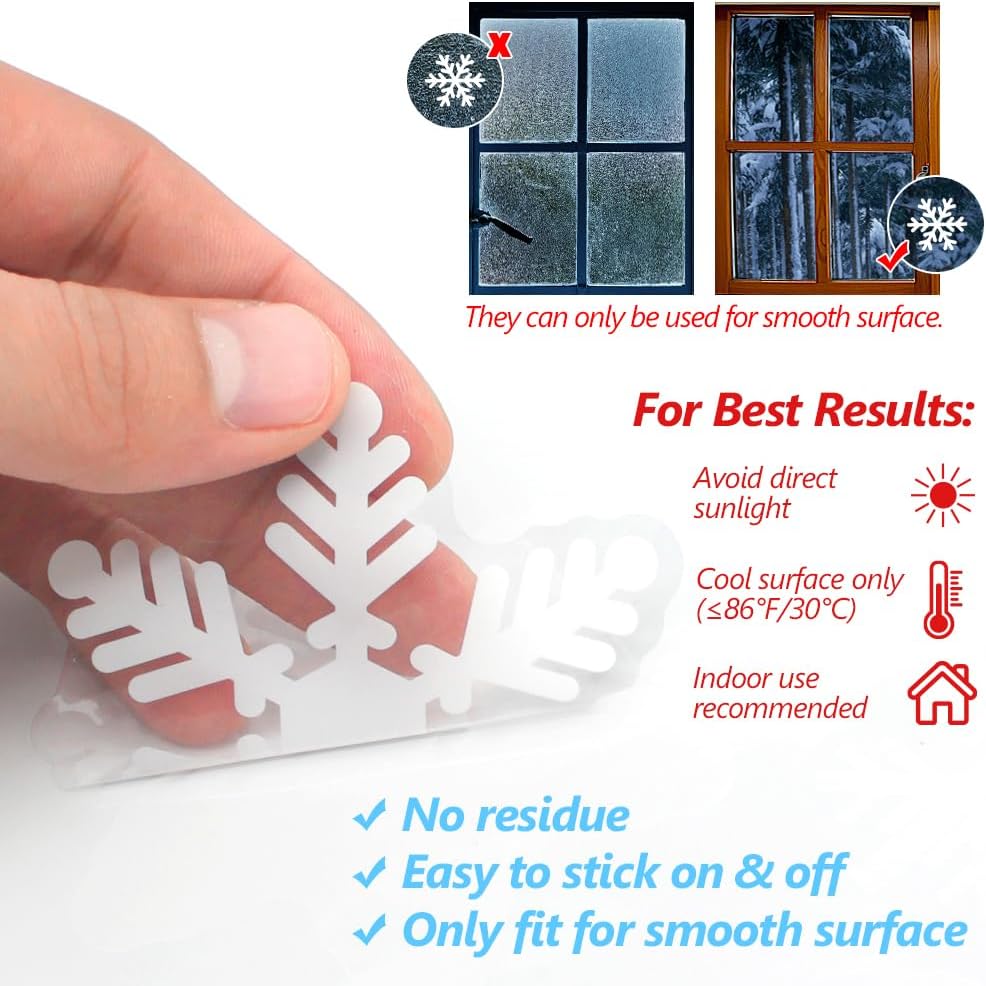 LUDILO 135Pcs Christmas Window Clings Snowflakes Window Decals Static Window Stickers for Christmas Decorations Windows Décor Ornaments Xmas Party Supplies Thanksgiving Party Décor