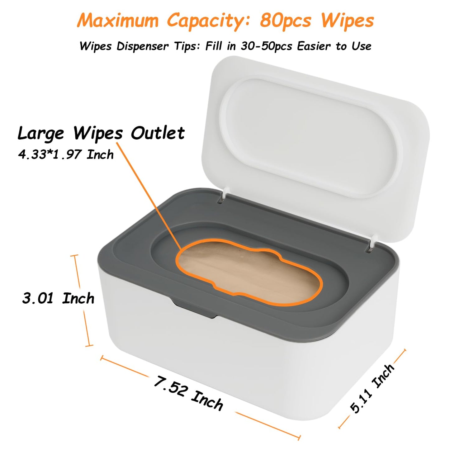 Wipes Dispenser, Wipe Holder for Baby & Adult, Seposeve Refillable Baby Wipe Container, Keeps Wipes Clean. Non-Slip, Easy Pull Wipes Pouch Case, Grey