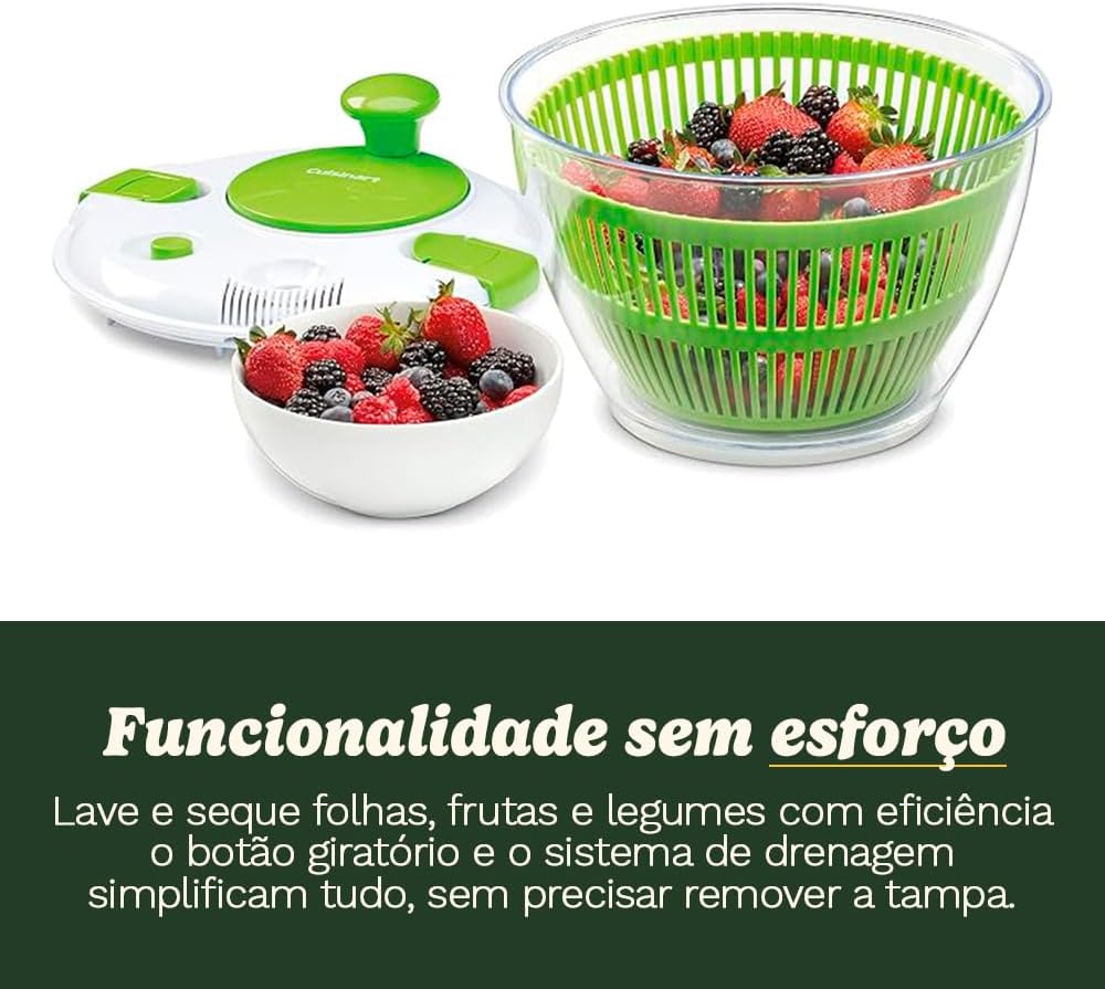 Cuisinart Large Spin Stop Salad Spinner- Wash, Spin & Dry Salad Greens, Fruits & Vegetables, 5qt, CTG-00-SAS1