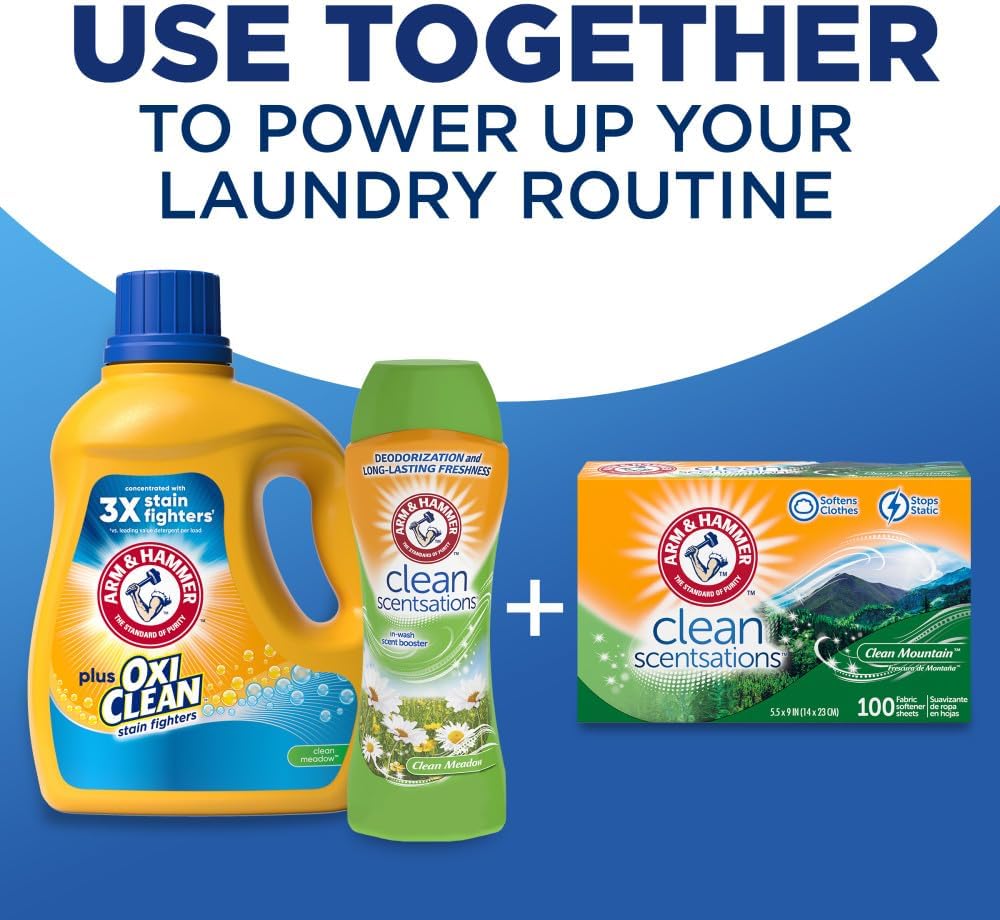 ARM & HAMMER Plus OxiClean Clean Meadow, 77 Loads Liquid Laundry Detergent, 100.5 fl oz