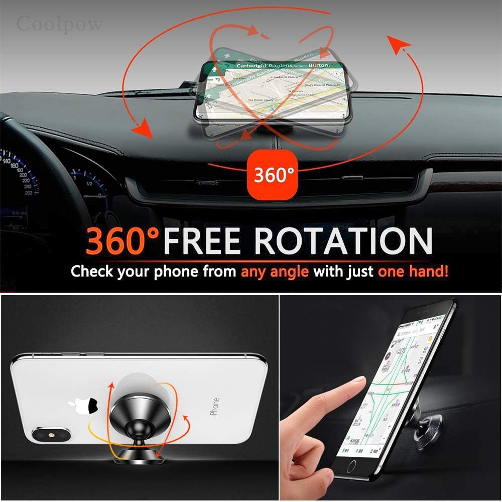Coolpow 2 Packs Magnetic Phone Holder for car Strong Magnet phone holders for your car phone holder Mount for Car 4 Metal Plate Universal Dash cell phone car mount for iphone Samsung car accessories