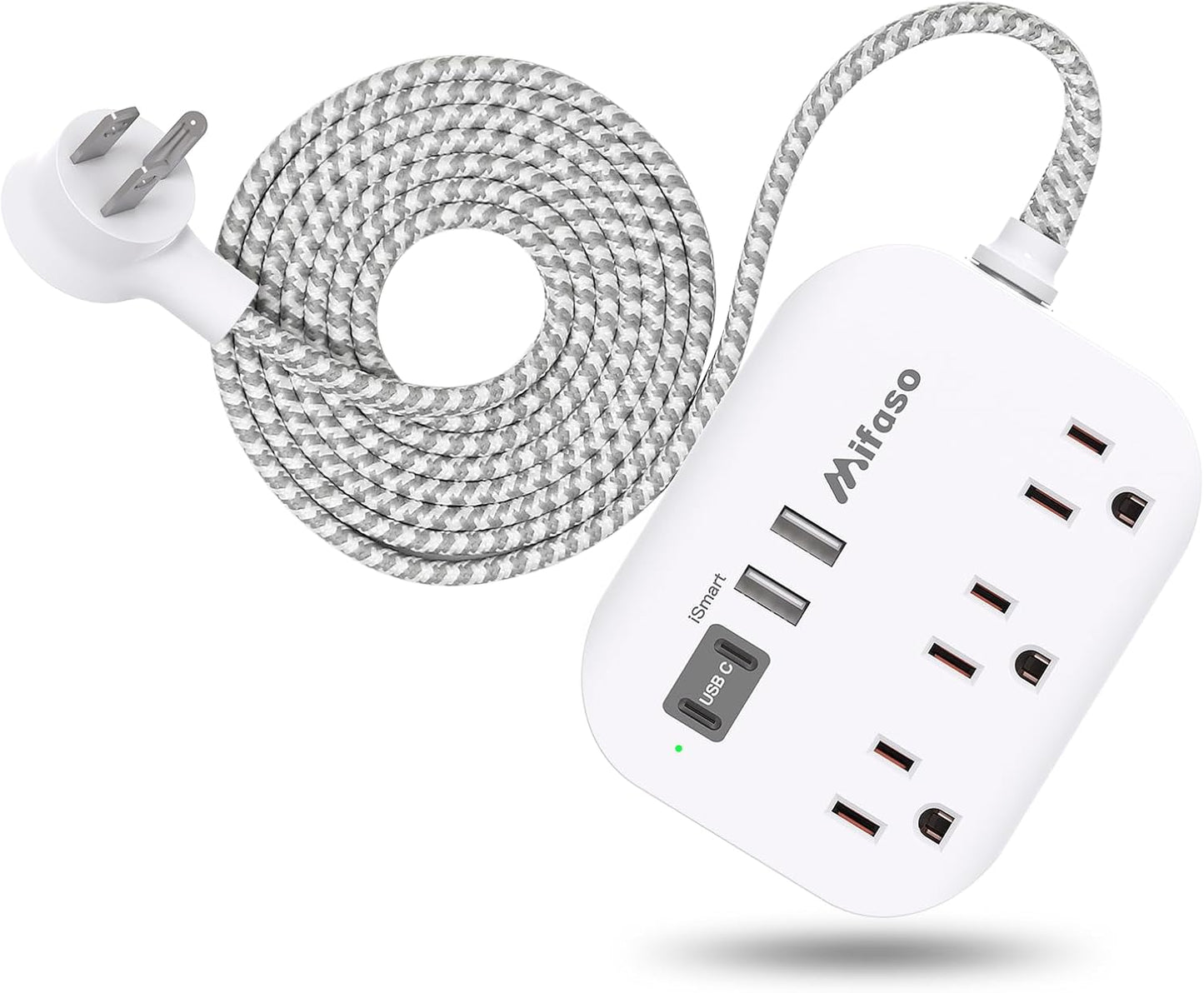 Cruise Ship Essentials - Mifaso Power Strip with USB Ports, 5Ft Flat Extension Cord with Multiple Outlets, USB Charging Station with Non Surge Protector for Cruise Ship, Travel, Dorm Room Essentials