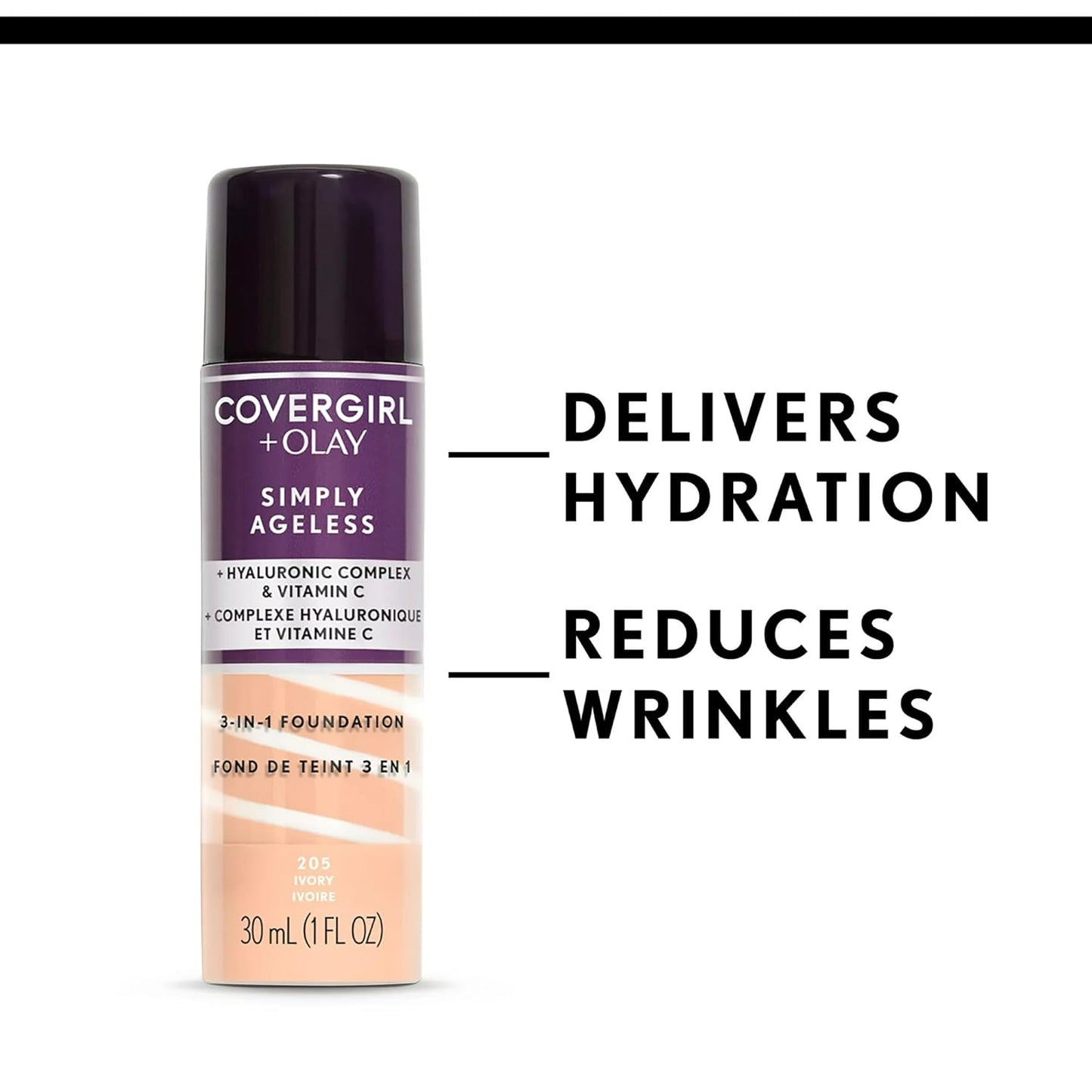 CoverGirl & Olay Simply Ageless 3-in-1 Liquid Foundation, Matte, Hyaluronic, Vitamin C - Cart Shape