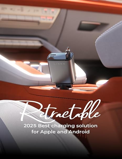LISEN Retractable Car Charger, 69W USB C Car Accessories Adapter for iPhone 16 USB C Charger Fast Charging, Fathers Day for Gifts, Travel Essentials Gifts for Women Men, for iPhone 16 15 14 13 12