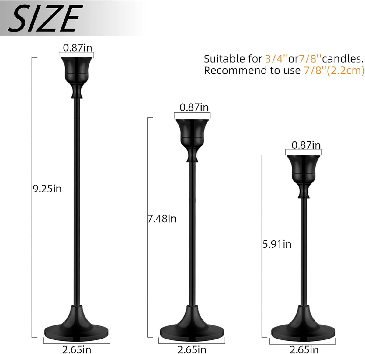 Candlestick Holders,Taper Candle Holder for Candlesticks Black Candelabra Candle Holders Vintage Candle Stick Candle Holder for Fireplace Party Dining Home
