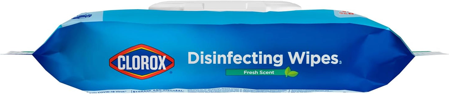 Clorox Disinfecting Wipes, Bleach Free Cleaning Wipes, Household Essentials, Dorm Room Essentials, Fresh Scent, Moisture Seal Lid, 75 Wipes, Pack of 3 (New Packaging)