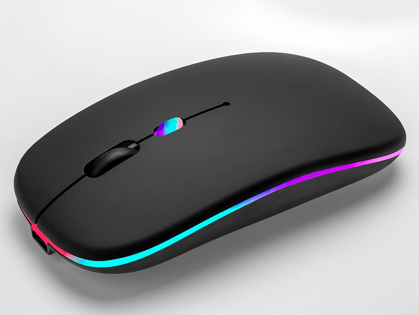 Wireless Bluetooth Mouse Rechargeable Laptop Mice with LED Use Portable(BT5.2 and USB 2.4G) Dual Mode Connection Silent Slim Computer Mouse for Laptop/iPad Tablet/Apple MacBook/PC (Black)