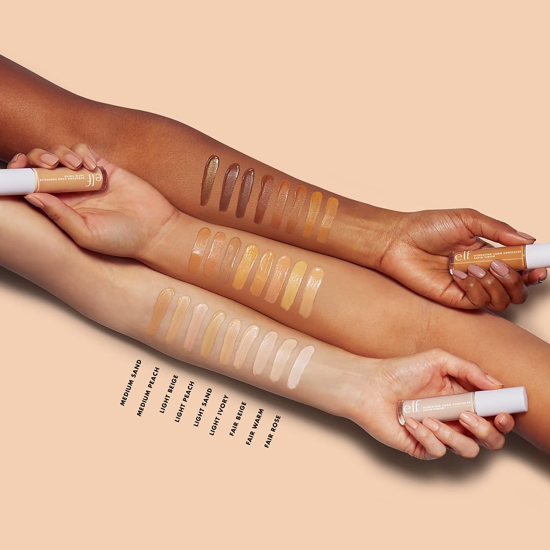 e.l.f. Hydrating Camo Concealer, Full Coverage, Satin Finish, Vegan, Light Sand