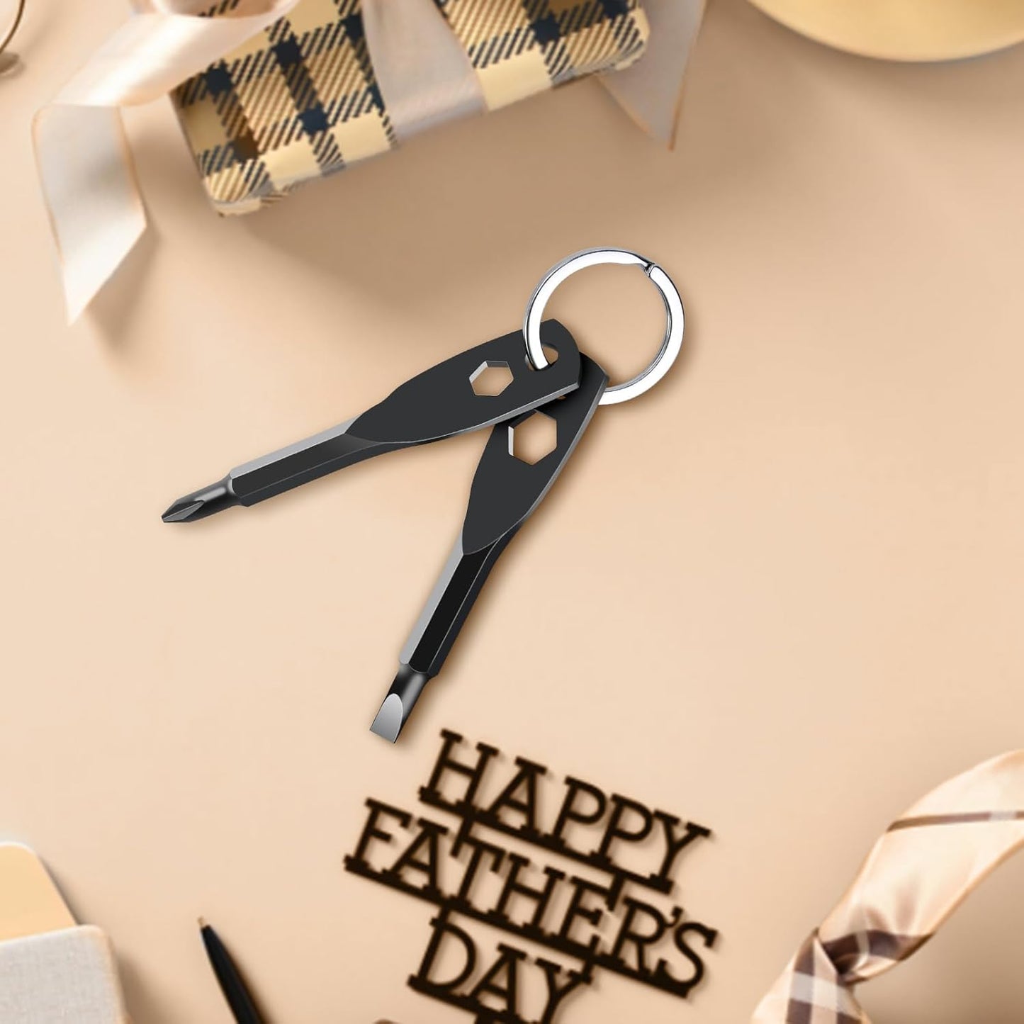 Stocking Stuffers for Men Adults - Gifts 4-in-1 Keychain Screwdriver Set for Teens Dad, Multi-functional Cool Gadgets Tools with Phillips and Slotted on Anniversary Birthday White Elephant