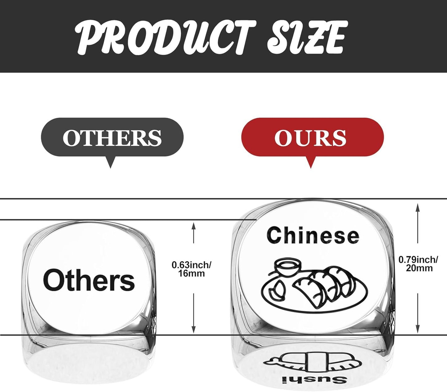 Valentines Day Gifts for Him Her: Steel Food Decision Dice Funny Gifts for Men Women Couple Girlfriend Boyfriend Husband Wife Anniversary Birthday Wedding Fathers Day Christmas Stocking Stuffers