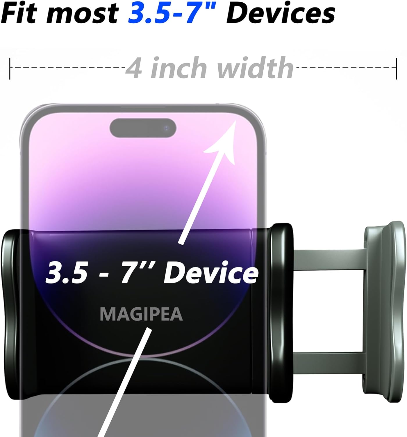 Cell Phone Clip Bed Stand Holder, with Grip Flexible Long Arm Gooseneck Bracket Mount Clamp for Desk, Compatible with iPhone 14 Pro Max XR X 8 7 6 or Other 3.5-7" Devices (Black)