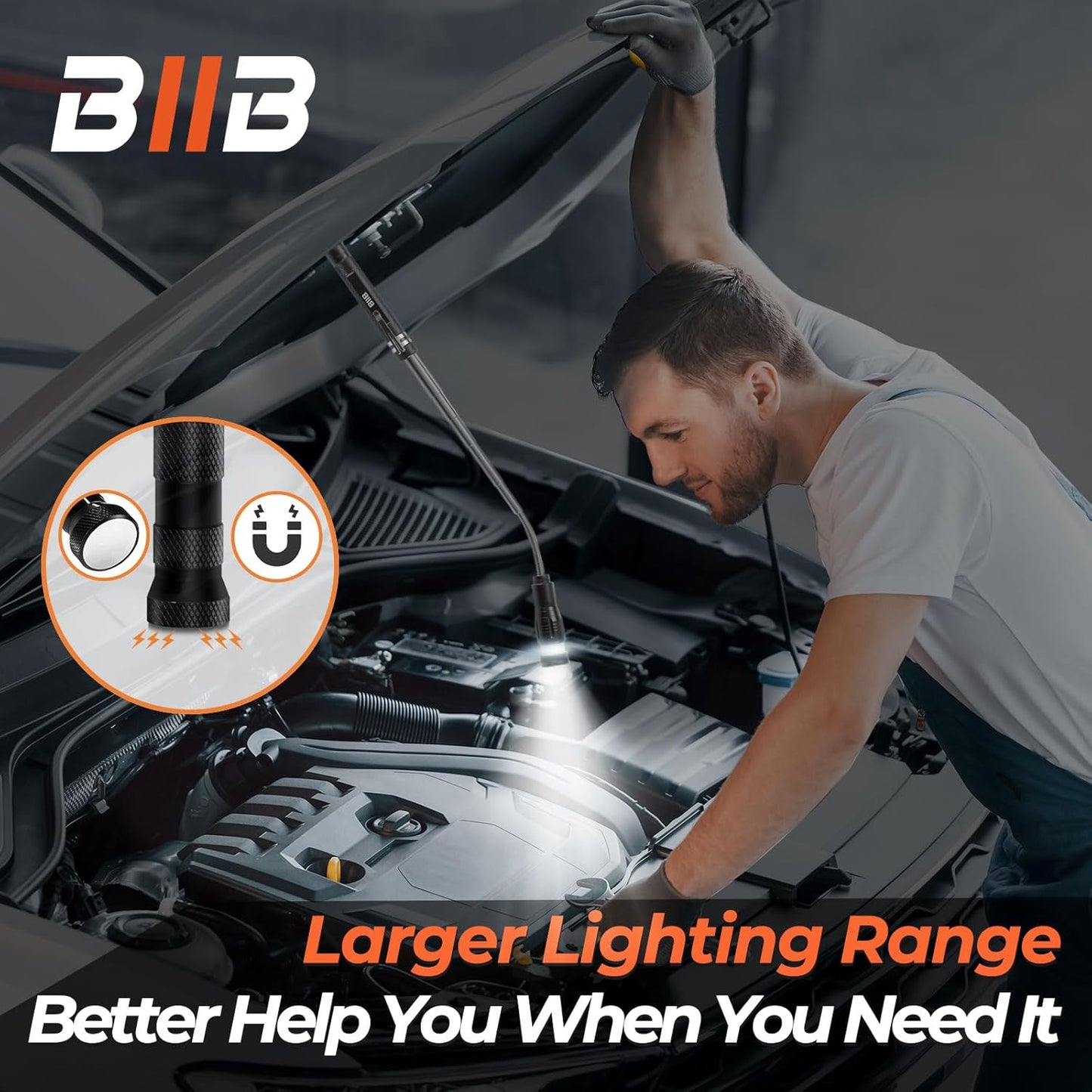 BIIB Stocking Stuffers for Men Adults, Gifts for Men LED Telescoping Magnetic Pickup Tools, Mens Gifts for Dad Him Boyfriend, White Elephant Gifts for Adults, Christmas Gift for Mens Stocking Stuffers