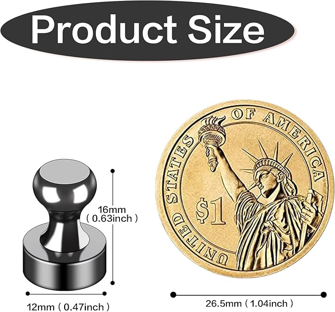 LOVIMAG 12Pcs Black Fridge Magnets, Small and Strong Magnets for Whiteboard, Office, Classroom, Map, Kitchen