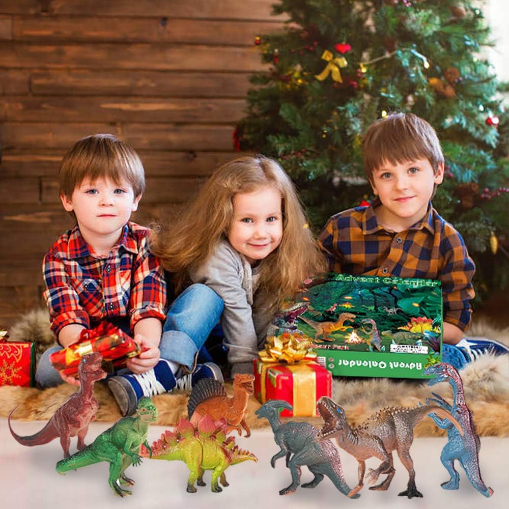 Christmas Advent Calendar 2025 Realistic Dinosaur Figurine Décor Xmas 24 Days Countdown Calendar Christmas Gift For Boys and Girls
