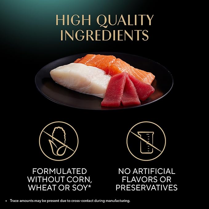 Sheba Perfect Portions Wet Cat Food Pate with Sustainable Salmon, Signature Seafood Entree, and Tender White Fish and Tuna Entree Variety Pack, 2.6 oz. Twin Pack Trays (24 Count, 48 Servings)