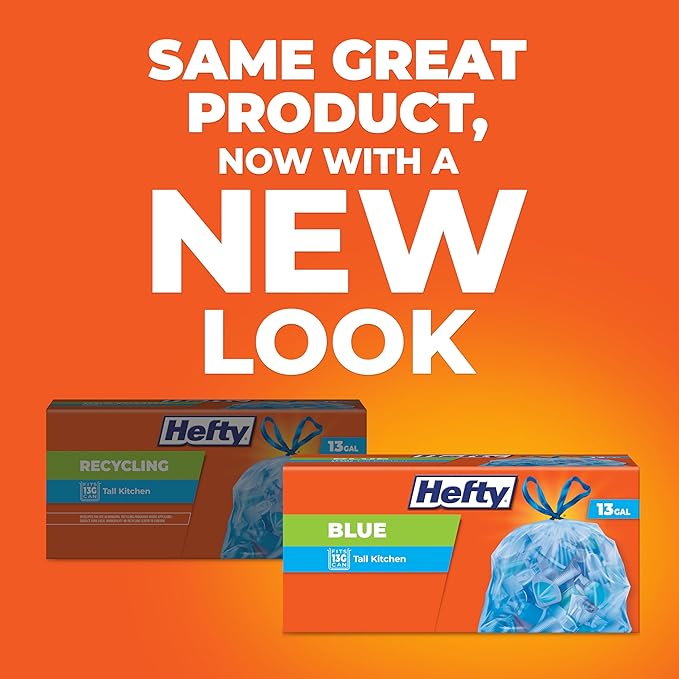 Hefty Blue Trash Bags, Blue, 13 Gallon, 60 Counthou