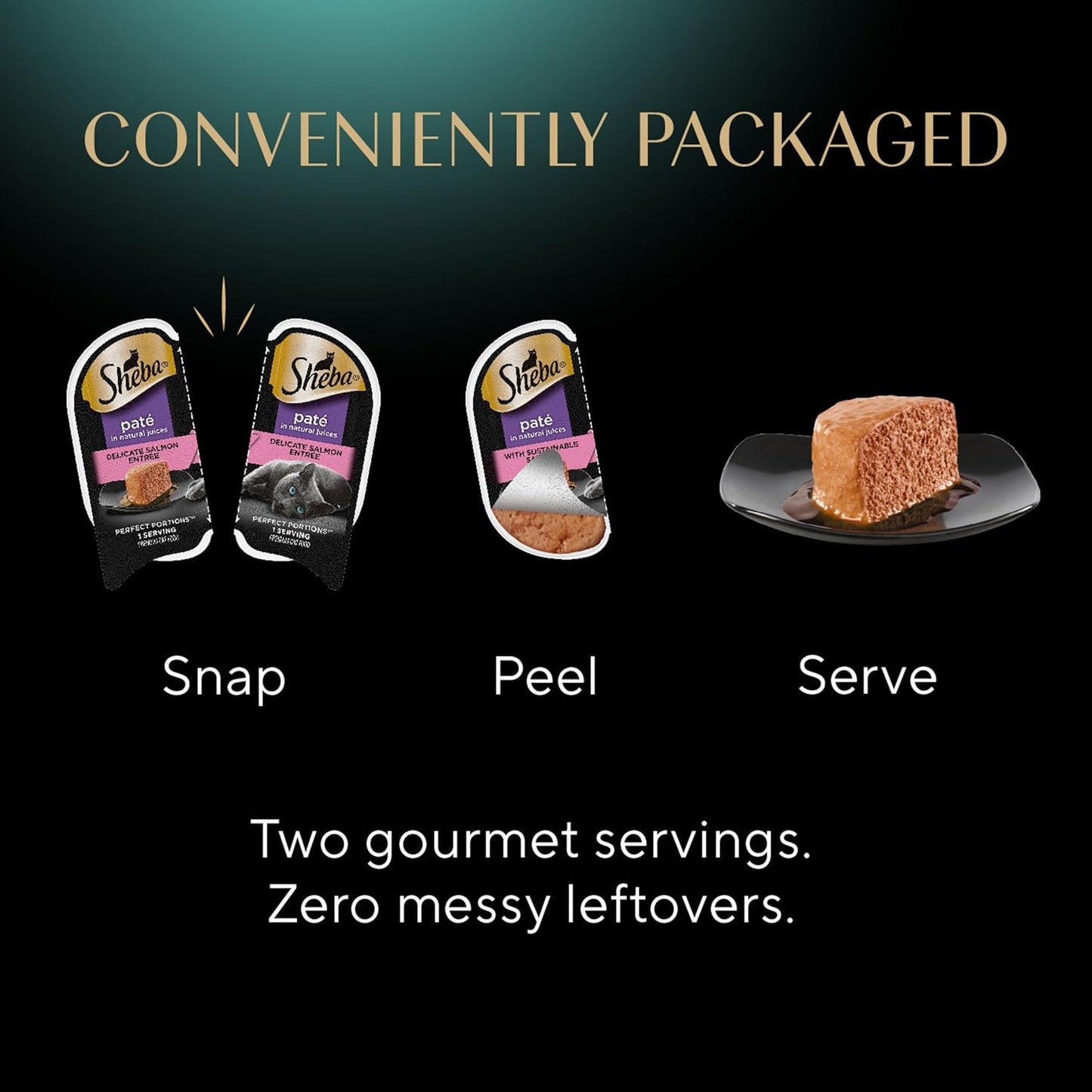 Sheba Perfect Portions Wet Cat Food Pate with Sustainable Salmon, Signature Seafood Entree, and Tender White Fish and Tuna Entree Variety Pack, 2.6 oz. Twin Pack Trays (24 Count, 48 Servings)