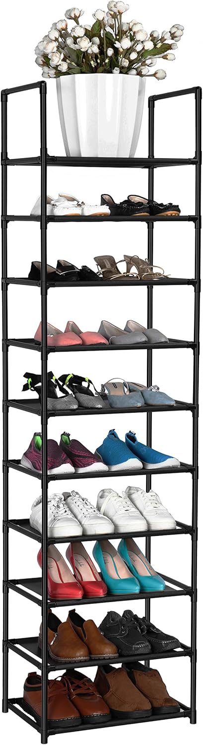 FIDUCIAL HOME 10-Tier Shoe Rack for Closet & Entryway – 20 to 25 Pair Shoe Organizer with Removable Shelves