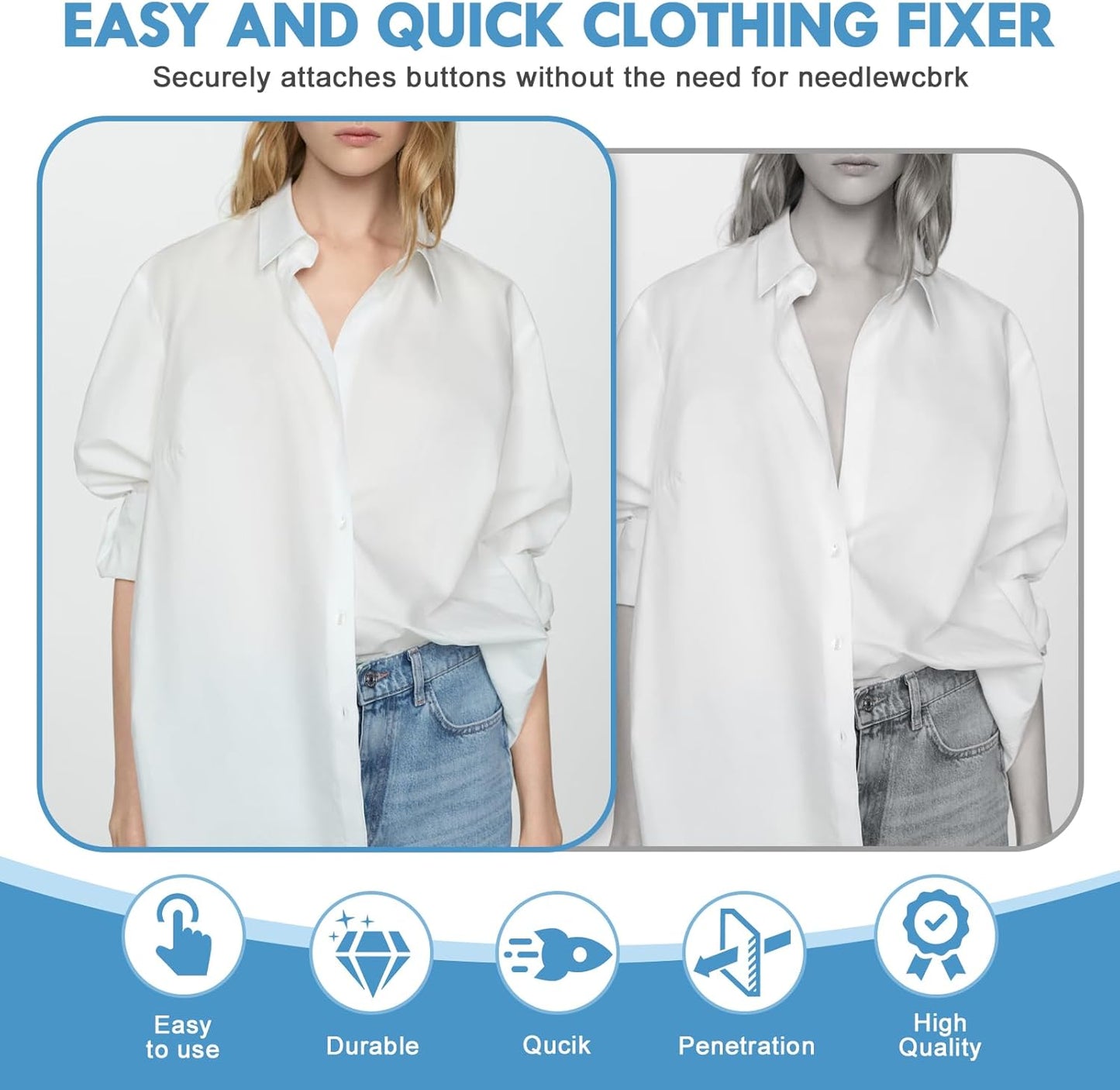 Stitch Gun for Clothes, Tagging Gun for Clothing Quick Fixes - Price Tag Gun with 6 Fine Needle, 1000 Black Fasteners & 1000 White Fasteners DeepSkyBlue1+LightSalmon