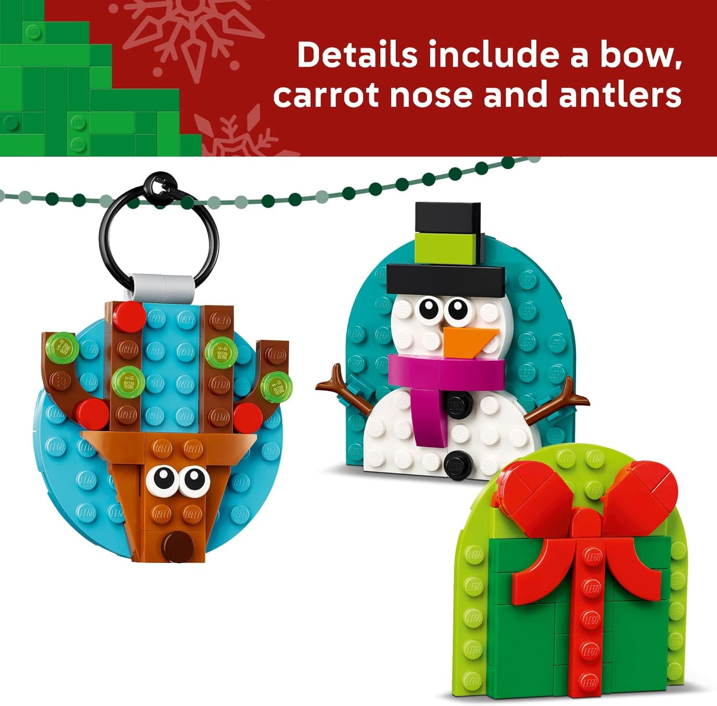 LEGO Christmas Ornament Selection Building Toys - Holiday Crafts for Family, Kids, Boys & Girls, Ages 6+ - Hanging Christmas Decorations for Tree - 40744