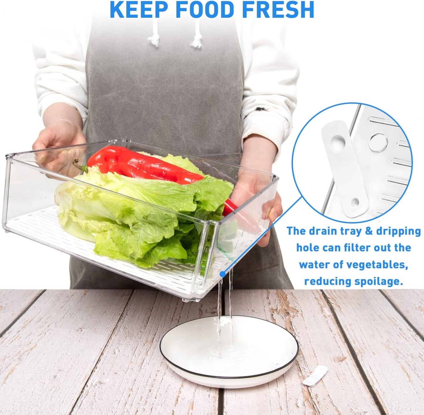 Pomeat 10 Pack Fridge Organizer, Stackable Refrigerator Bins with Lids, BPA-Free Produce Fruit Storage Containers for Fridge, Clear for Food, Drinks, Vegetable