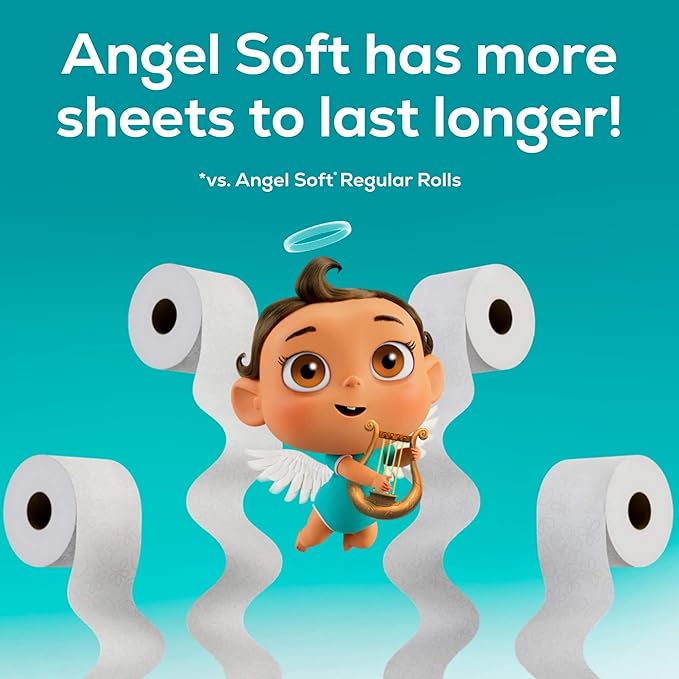 Angel Soft Toilet Paper with Fresh Linen Scented Tube, 8 Mega Rolls = 32 Regular Rolls, Soft and Strong Toilet Tissue