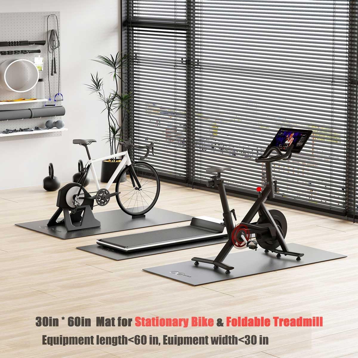 Bike Mat Compatible with Peloton Bike,Elliptical,Treadmill Mat, 6mm Thick, Under Exercise Bike Trainer Pad for Indoor Stationary Spin Bike Gym Equipment Hardwood Floor Carpet Protector