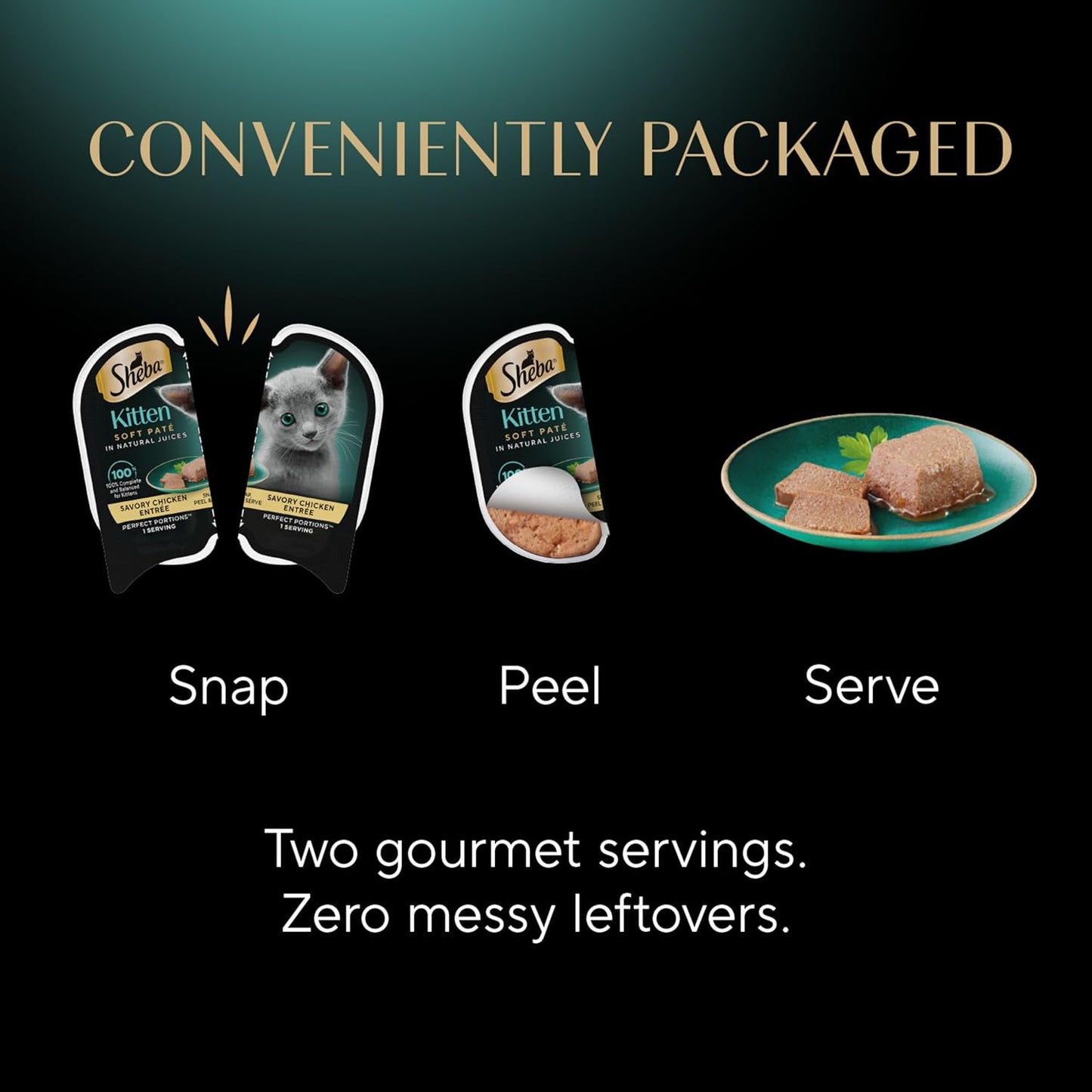 Sheba Perfect Portions Kitten Wet Cat Food Pate Chicken Entree and Salmon Entree, 2.6 oz. Twin-Pack Trays (12 Count, 24 Servings) (Pack of 2)