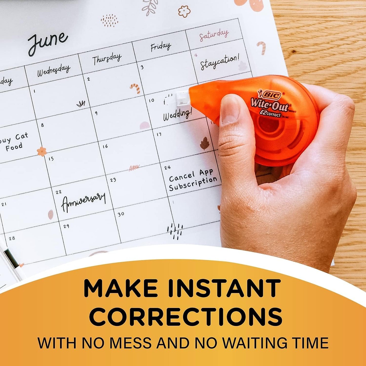 BIC Wite-Out Brand EZ Correct Correction Tape, 39.3 Feet, 2-Count Pack of White Correction Tape, Fast, Clean and Easy to Use Tear-Resistant Tape Office or School Supplies