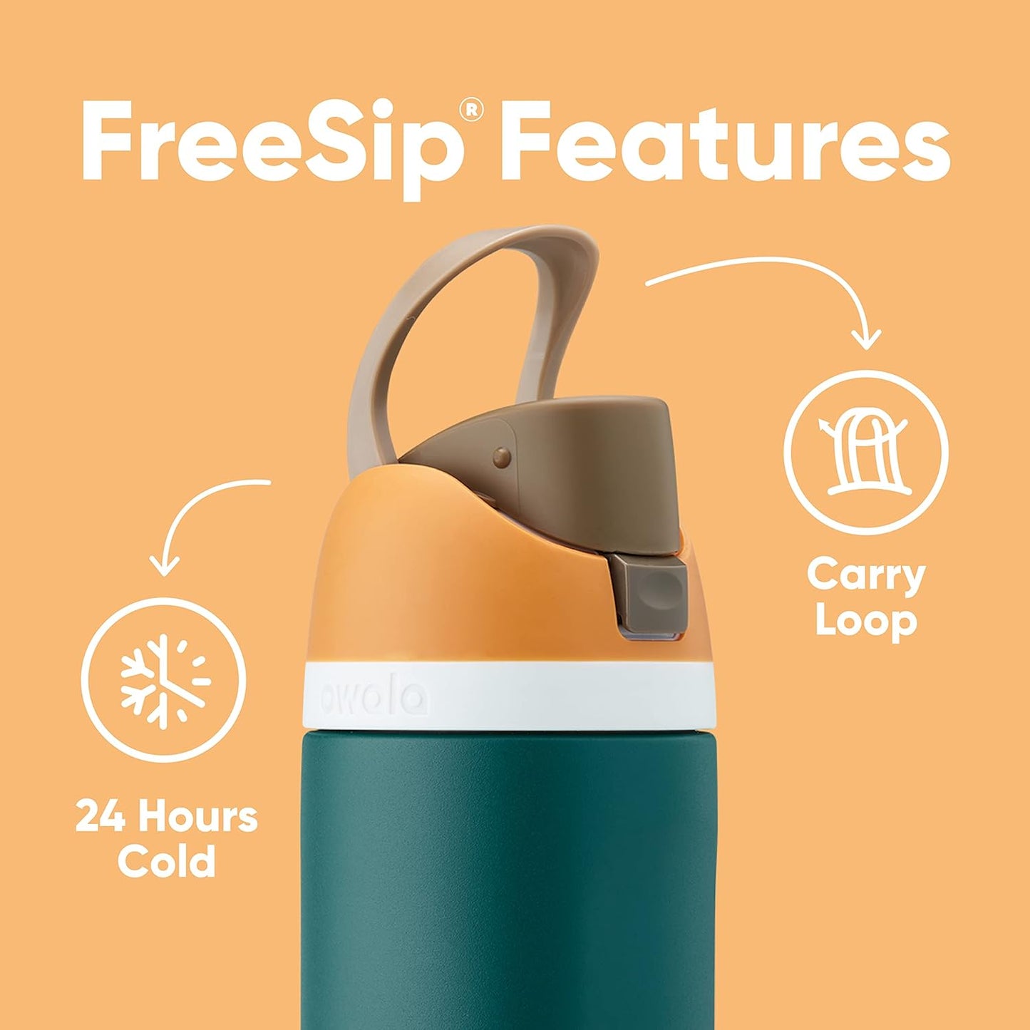 Owala FreeSip Insulated Stainless Steel Water Bottle with Straw, BPA-Free Sports Water Bottle, Great for Travel, 24 Oz, Shy Marshmallow