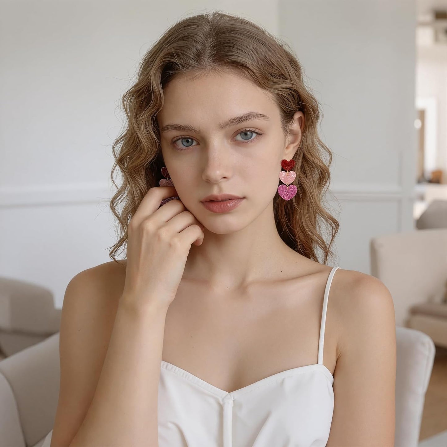 Valentines Day Outfit Women - Heart Earrings for Her | Valentines Day Gifts for Her Girls - Valentines Shirts Dress Pajamas | Valentine Decorations Decor Party Supplies