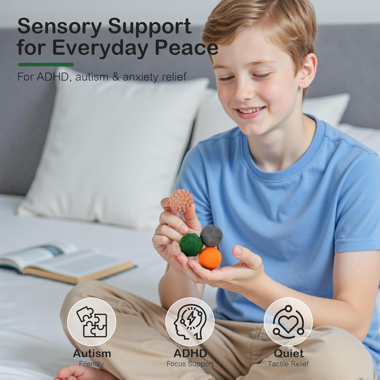 Fidget Toys Adults – 4PCS Magnetic Silicone Stress Balls for Anxiety, Focus & ADHD Relief, Textured Sensory Desk Gadgets, Stocking Stuffers or White Elephant Gifts for Men Women Teens