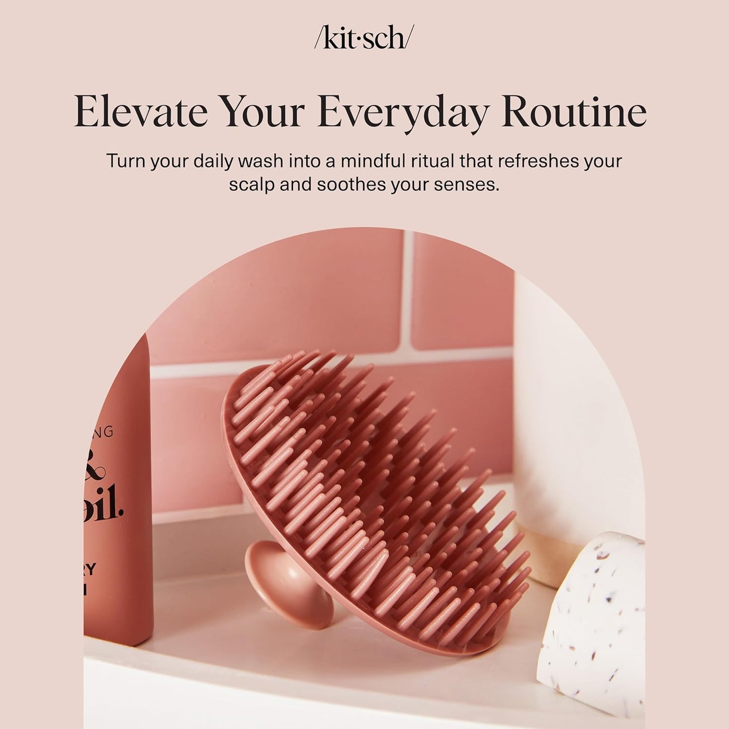 Kitsch Scalp Massager for Hair Care - Scalp Scrubber, Shampoo Brush & Exfoliator for Scalps- Hair Scrubber for Relaxing Bath - Terracotta