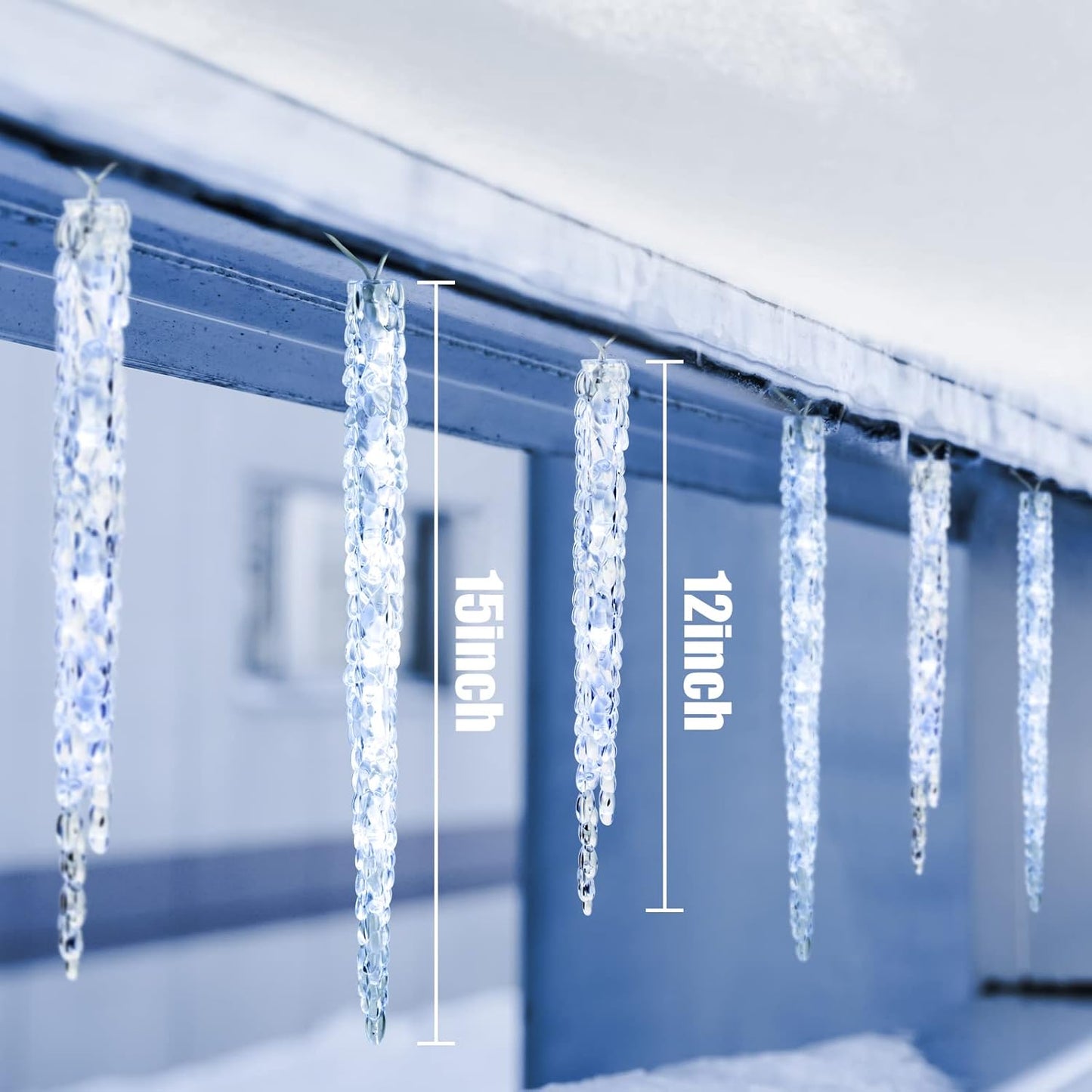 Icicle Lights Outdoor 13.5ft With Remote - 20 Tubes 100 LED Christmas Lights, Waterproof Indoor for Tree Patio Roof Holiday Decor, Cool White