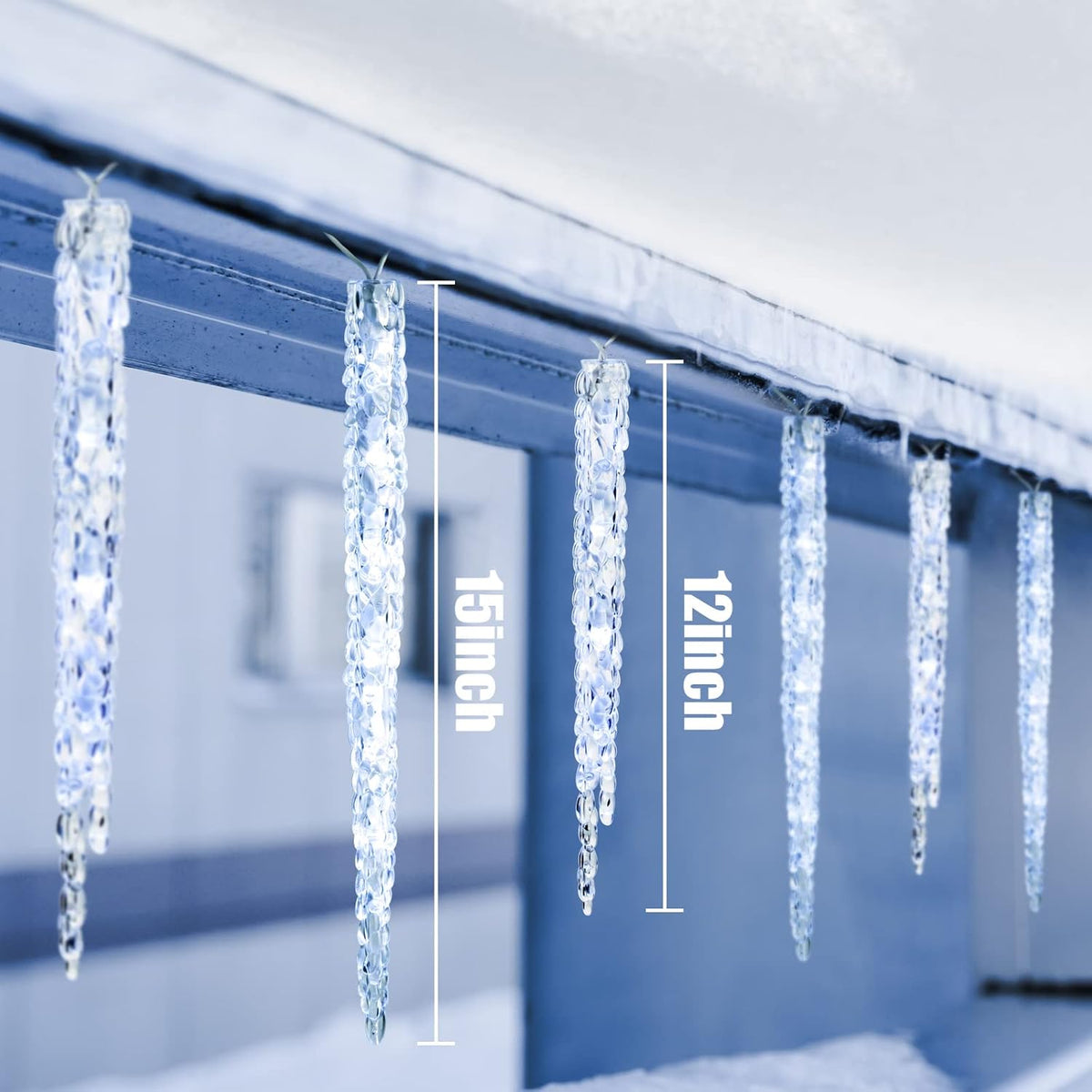 Icicle Lights Outdoor 13.5ft With Remote - 20 Tubes 100 LED Christmas Lights, Waterproof Indoor for Tree Patio Roof Holiday Decor, Cool White
