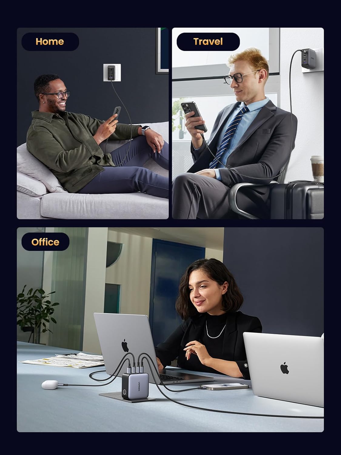 UGREEN Nexode 100W GaN USB C Charger, 4-Port Compact Foldable Fast Laptop Charger Power Adapter for MacBook Pro/Air, iPad Pro, iPhone 17/16/15 Series, Galaxy S25/S24, Pixel 10/9, Steam Deck, Pixelbook