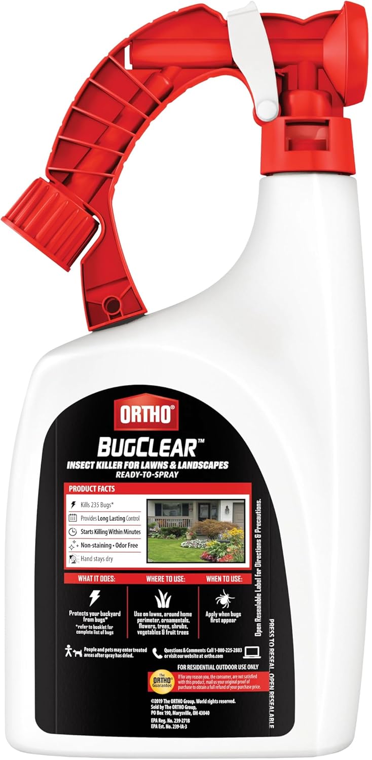 Ortho BugClear Insect Killer for Lawns and Landscapes Ready-to-Spray, Kills Periodical Cicadas, Mosquitoes, Ants, Spiders, Fleas, Ticks and More, 32 oz.