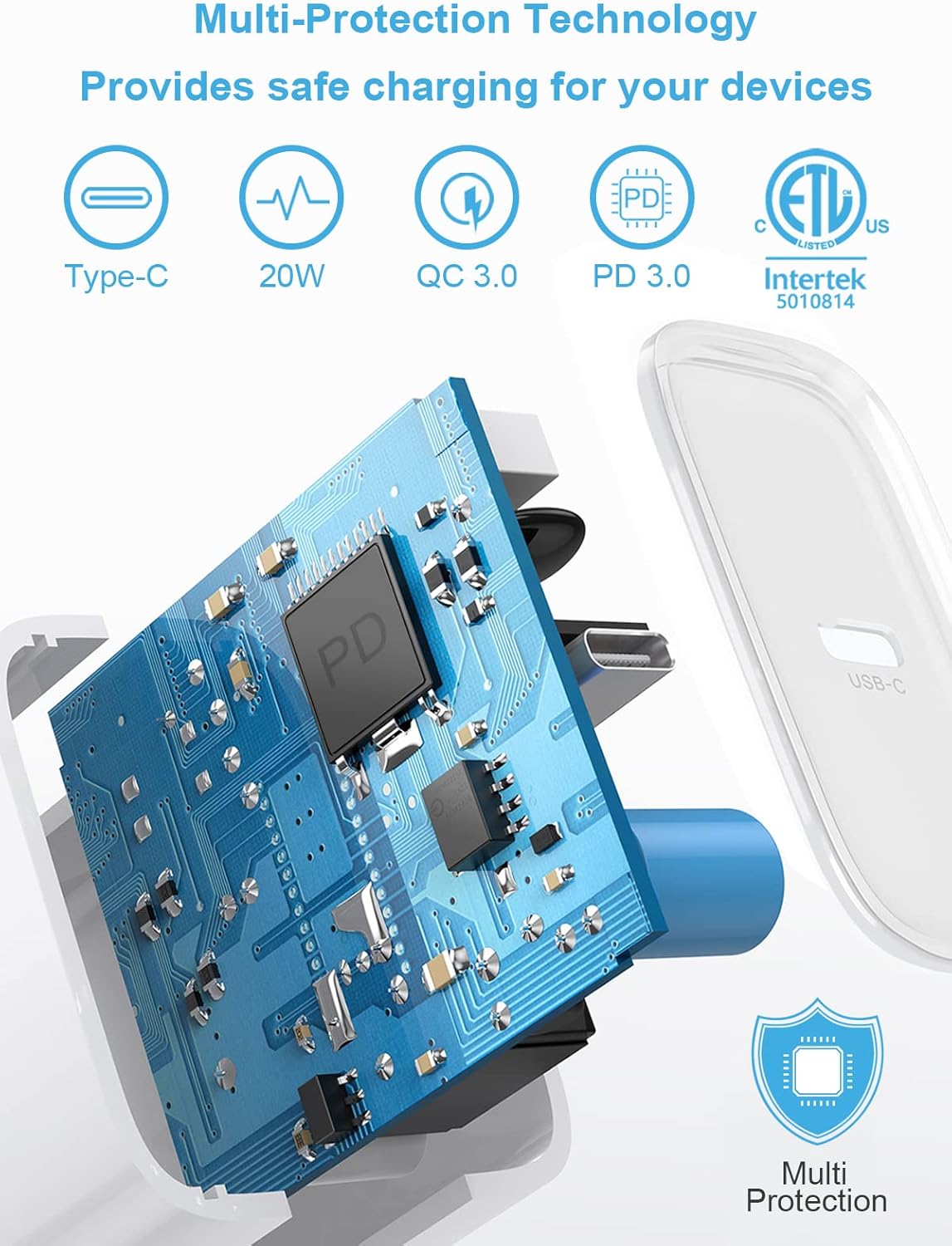 iPhone Fast Charger 3+3Pack 20W USB C Wall Charger with 6FT Fast Charging Cable Compatible with iPhone 14/13/12/11/Pro/Pro Max