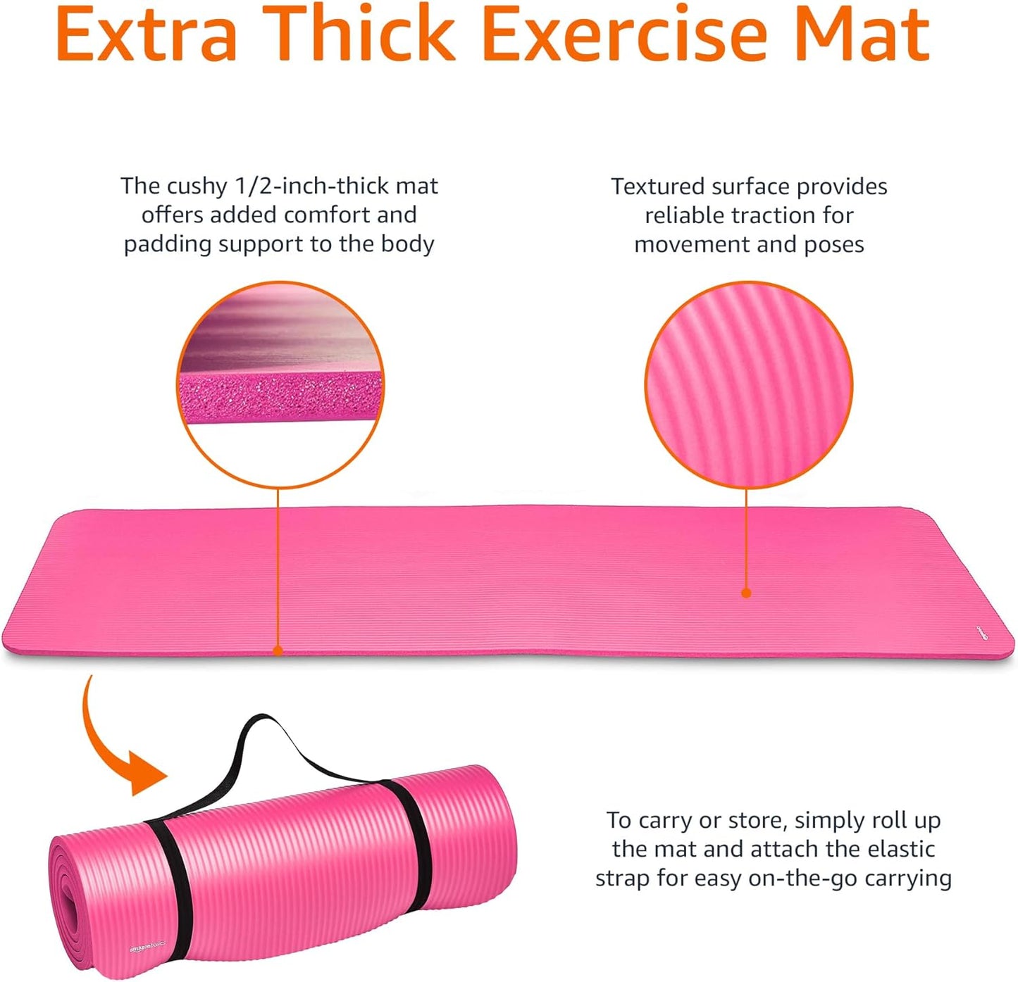 Extra Thick Exercise Yoga Mat with Carrying Strap