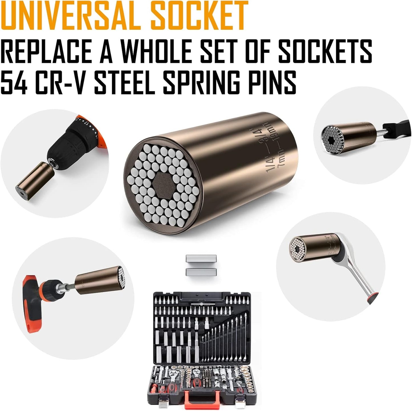 Lenski Stocking Stuffers for Men Adults, Super Universal Socket Christmas Gifts for Men, Mens Gifts for Dad Him Grandpa, White Elephant Gifts for Adults, Birthday Dad Gift