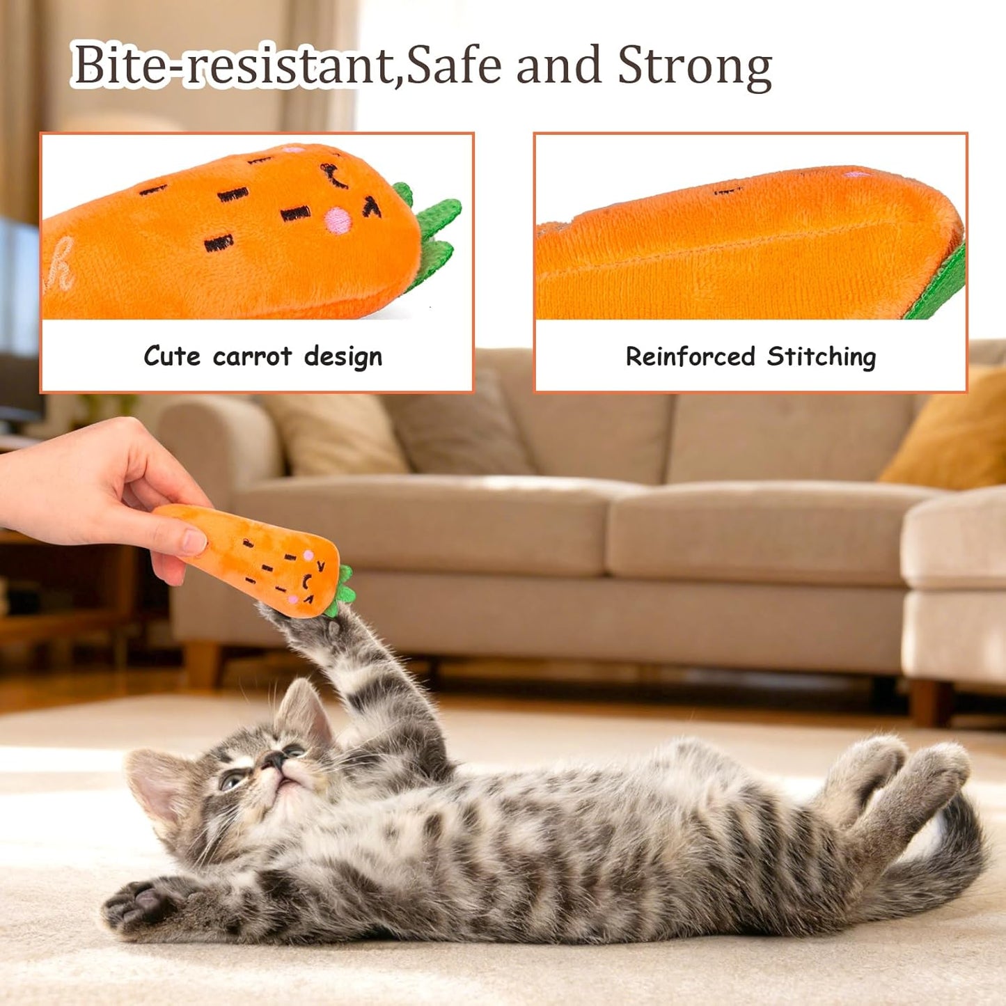 Catnip Cat Toys, Cat Nip Kitten Toy for Indoor Cats Kitty Kicker, Durable Kitten Teething Chew Toy, 5 Pack, Vegetable Shape