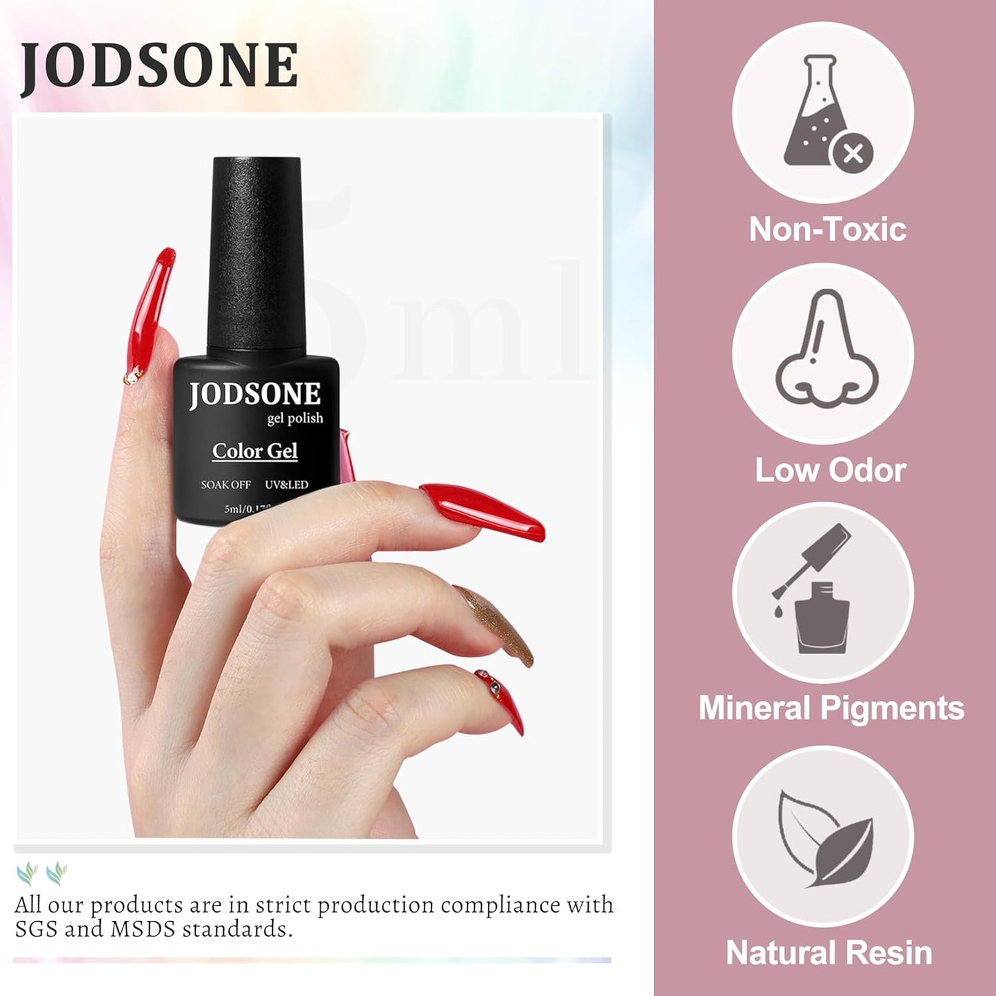 JODSONE 36 PCS Gel Nail Polish Set - 32 Colors, Base Coat, Top Coat, Gifts for Women - Cart Shape
