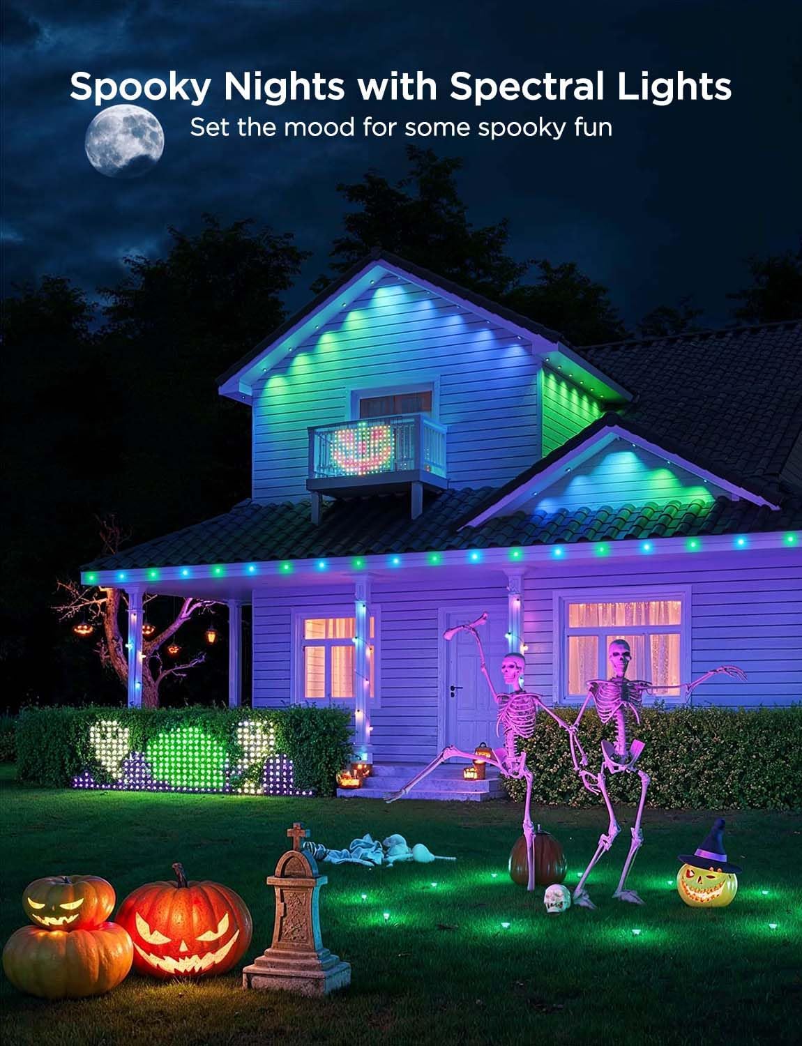 Govee Permanent Outdoor Lights 2, 100ft RGBIC Outdoor Lights with 72 LED Lights, IP67 Waterproof, 100 Scene Modes with 40lm White for Outdoor Decorations, Works with Alexa, Google Assistant, White